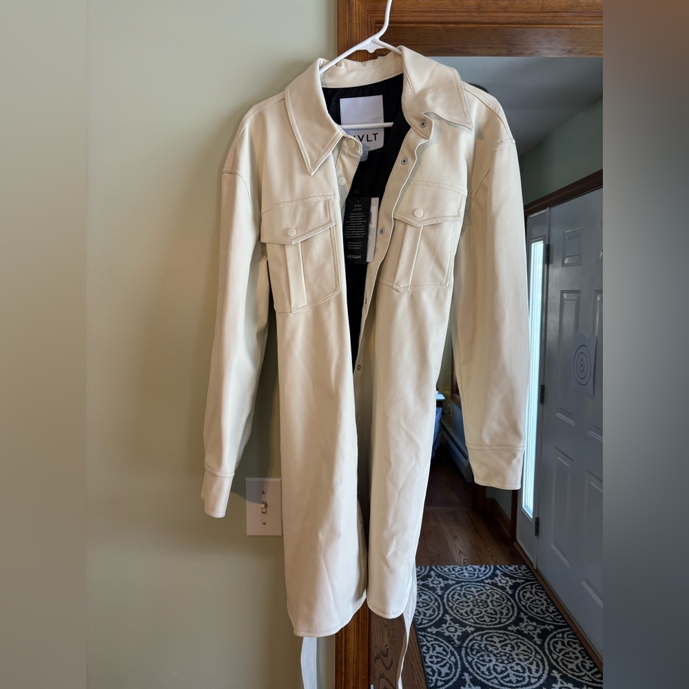 NVLT vegan leather jacket- off white, size Lg. Brand new with tags